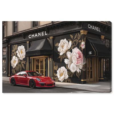 "Pe pivoines and Gold Storefront", art mural Glam par Art Remedy, 24 x 16