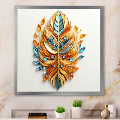 Boho Glam Amber Gold And Turquoise Theater - Feathers Canvas Art Print