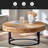 Modern Round Coffee Table Wooden Carving Pattern Coffee Table With Metal Legs For Living Room Reception Room Office-886861398