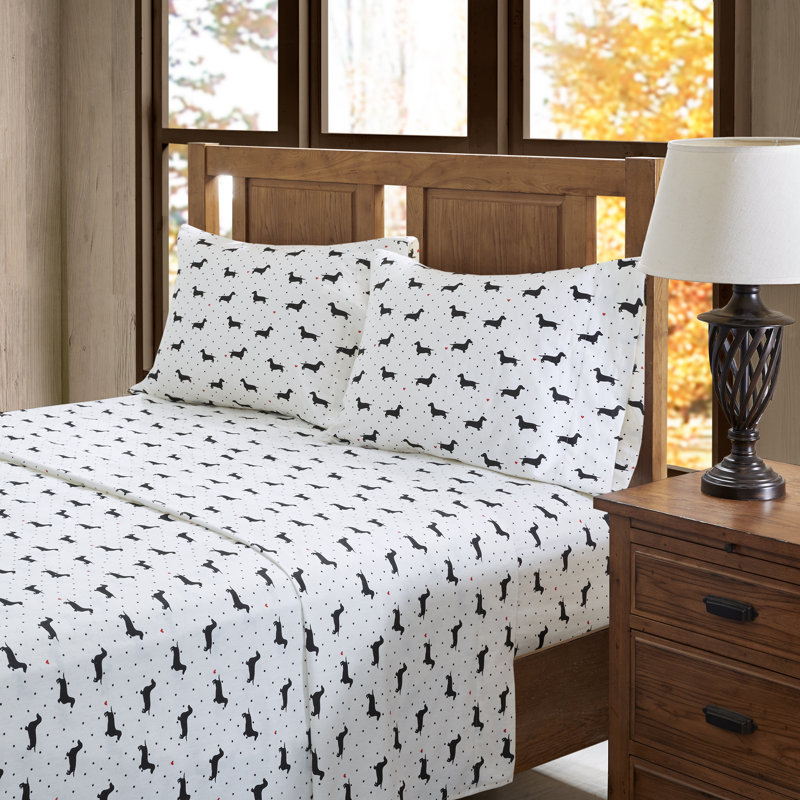 Cozy Flannel 100% Cotton Sheet Set, King  Sheet Set with 2 Pillowcases, Beige Floral