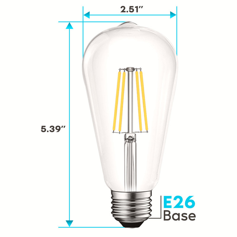 8 watts (75 watts équivalents), DEL ST19, ampoule à intensité variable, culot E26 / moyen (standard), 4 000 K