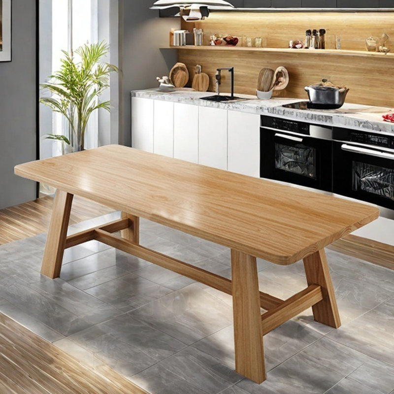 Table de salle à manger en bois de frêne, H 29,53 po x L 62,99 po x l 27,56 po