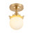 GlowCraft  1-Light Vintage Brass Globe Flush Mount Ceiling Light for Entryway