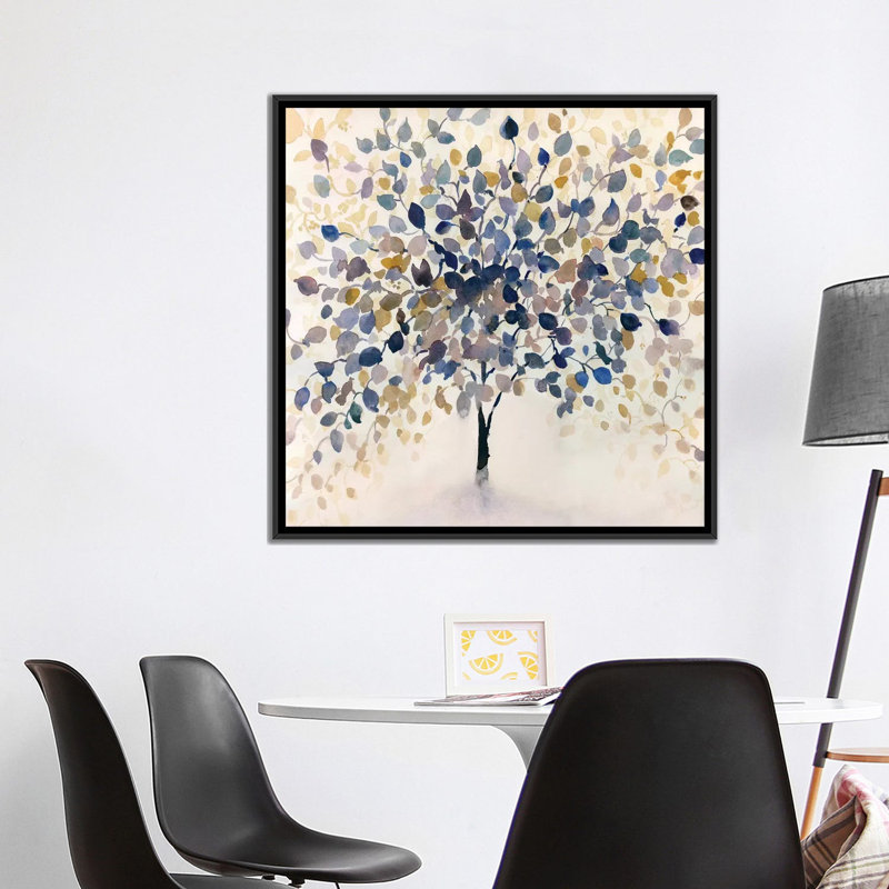 «Past Autumn» par Theresa Heidel - Peinture, Toile avec cadre noir, H 12 po x l 12 po x P 1,5 po, Pas de tapis