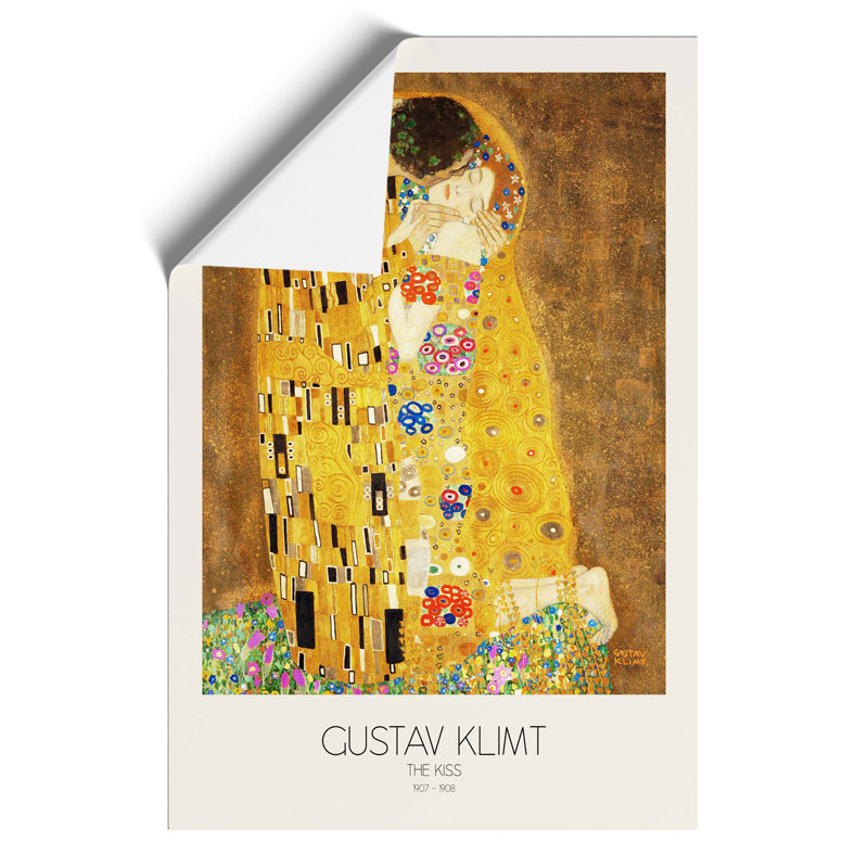 The Kiss No.1 With Border by Gustav Klimt - No Frame Painting, 30cm H x 21cm W x 0.1cm D