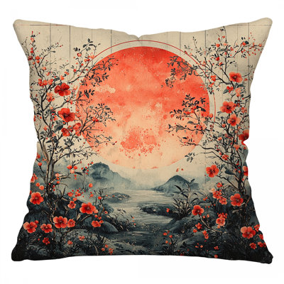 Sunset Scenery Throw Pillow, Landscape Twill Pillows