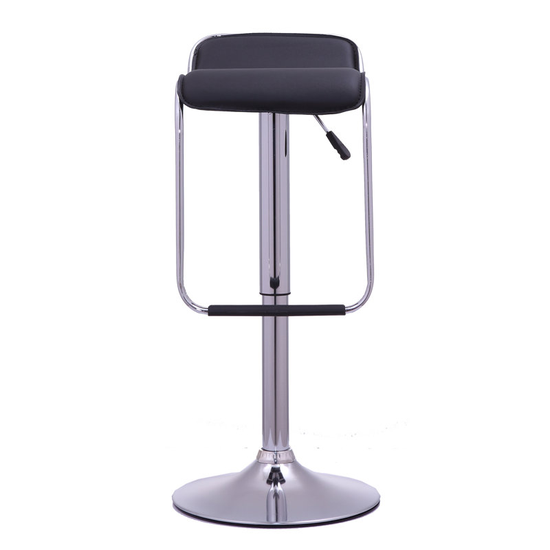 Steadham Swivel Upholstered Adjustable Height Bar Stool, Black