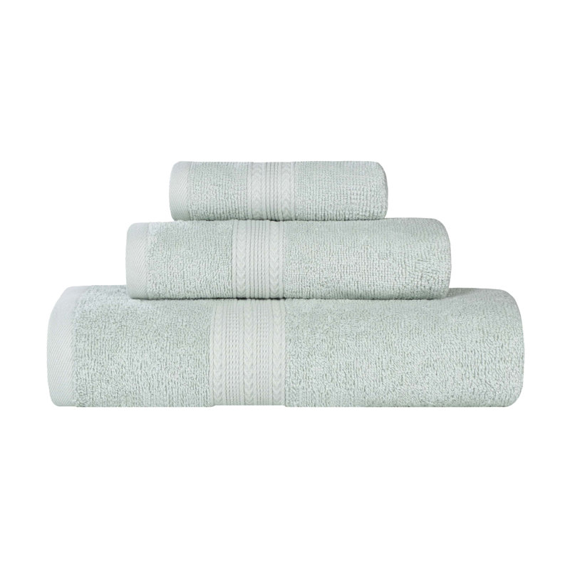 Asleigh 450 GSM Eco-Friendly 100% Ringspun Cotton Assorted Bathroom Towel Set, Aqua Marine