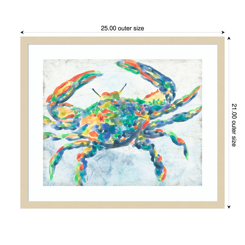 «Rainbow Crab II» par June Erica Vess, reproduction d'art encadrée sur bois, H 21 po x l 25 po