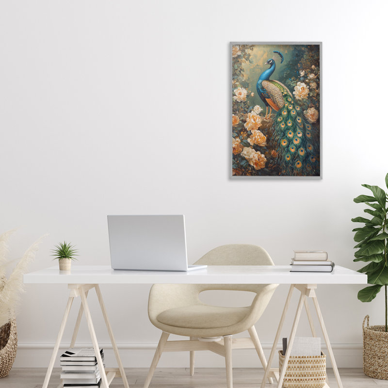  «Morris Inspired Peacock», estampe numérique par Petal Prints Design, H 24 po x l 16 po, Estampe numérique Farmhouse