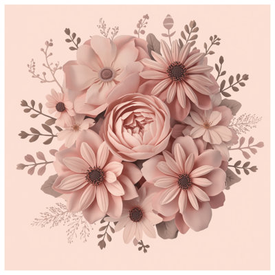 Toile tendue avec bouquet floral rose