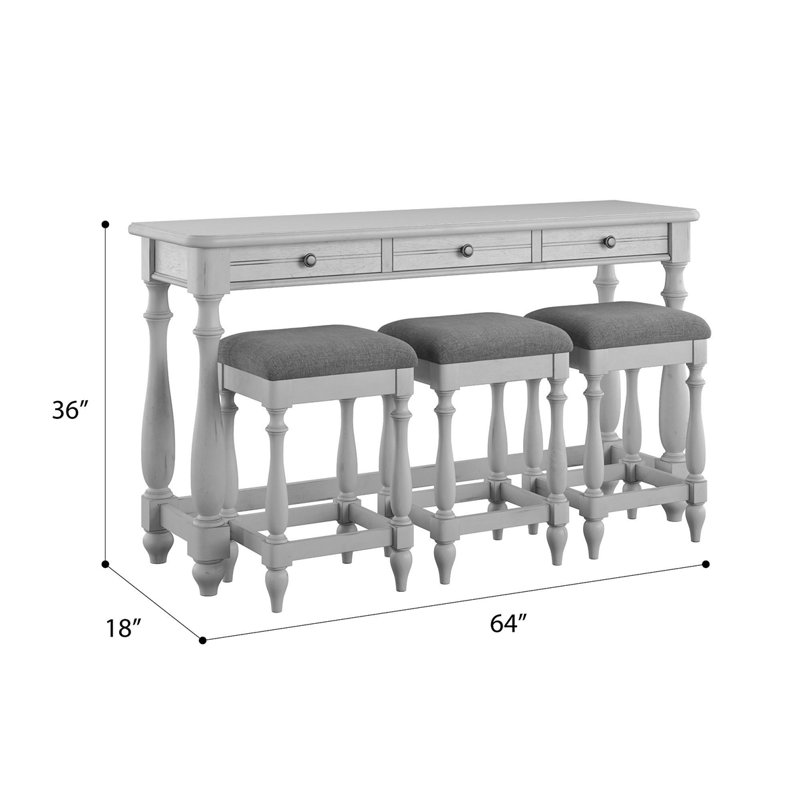 Table de canapé grise avec trois tabourets
