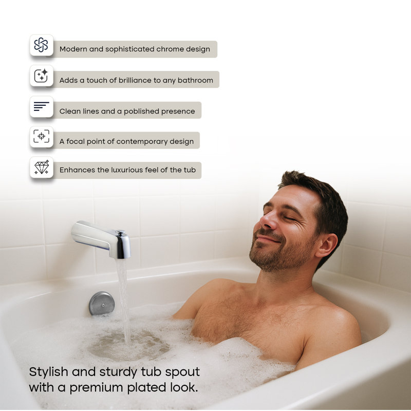 SUPPLYGIANT Tub Spout 1/2" FIP Nose Thread 7" Bathtub Faucet with Diverter Chrome Plated Finish, Diverter
