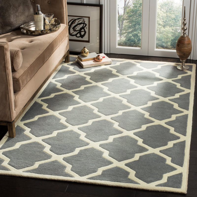 Terral Geometric Wool Hand Woven Area Rug, Rectangle 152 x 244 cm