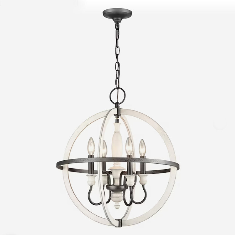 Lustre à 4 lumières de 20 po de large Brownell - fer à enclume