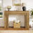 41.3'' Farmhouse Console Table, Rectangular Entryway Table with Double Base, Light Brown