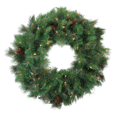 Couronne de Noël artificielle pré-éclairée en pin Royal Oregon - lumières claires