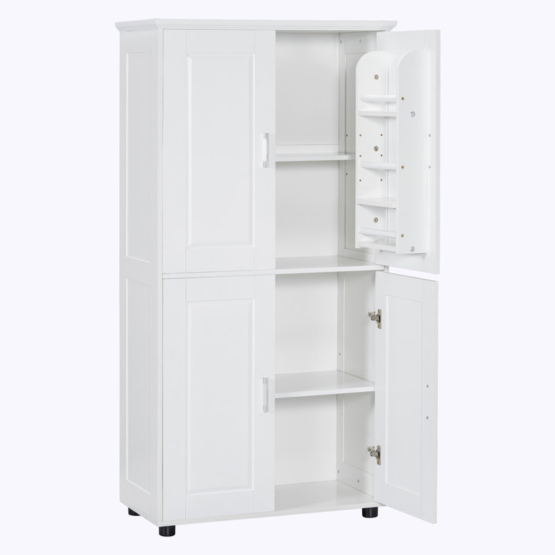 Armoire de rangement haute et large pour salle de bain, armoire de rangement autoportante avec 4 portes