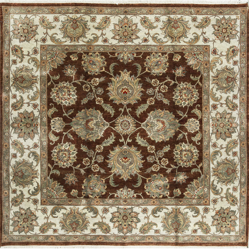 Tapis rouille et ivoire de haute qualité noué à la main