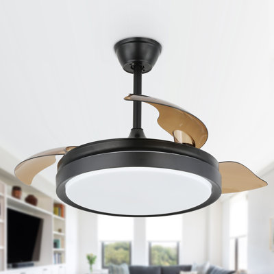 Aadvik 42" Retractable Ceiling Fan with LED Lights and Remote, 6-speed Reversible Fan