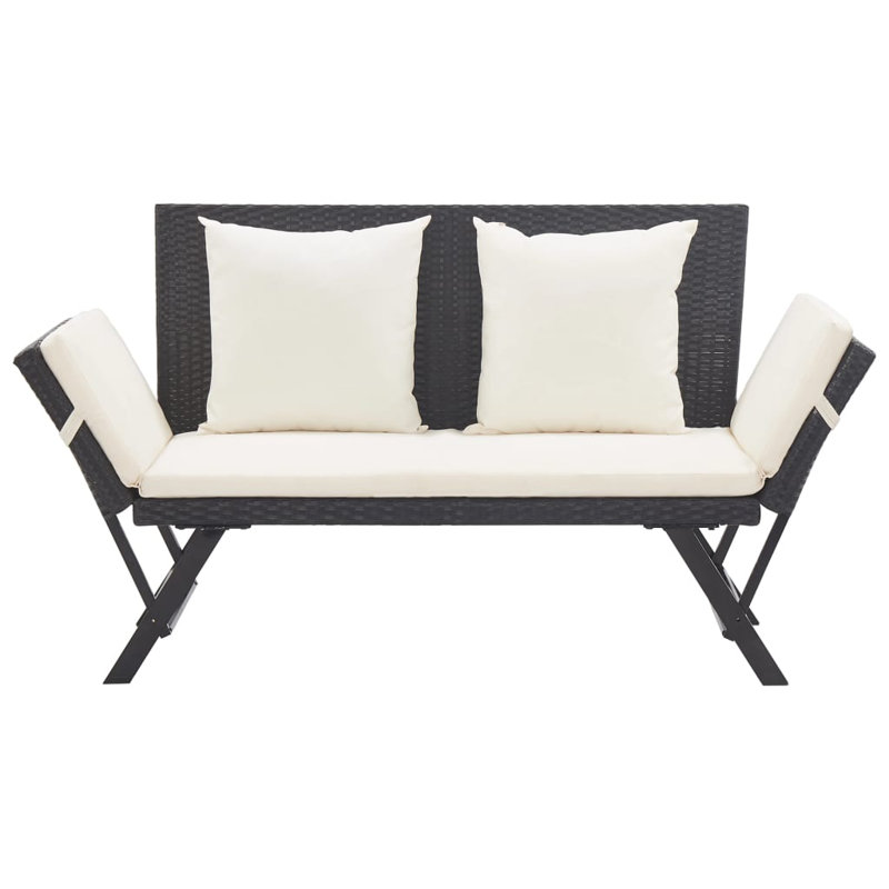 Banc de jardin en acier Eltje, Noir et blanc