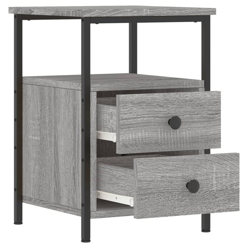 Armoire de chevet vidaXL en bois d'ingénierie, pieds réglables en fer, Sonoma gris