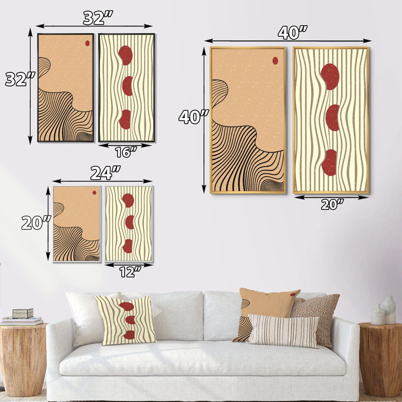 «Retro Japanese Minimal Geometric Typographie II», ensemble de 2 reproductions, H 32 po x l 32 po x P 1 po