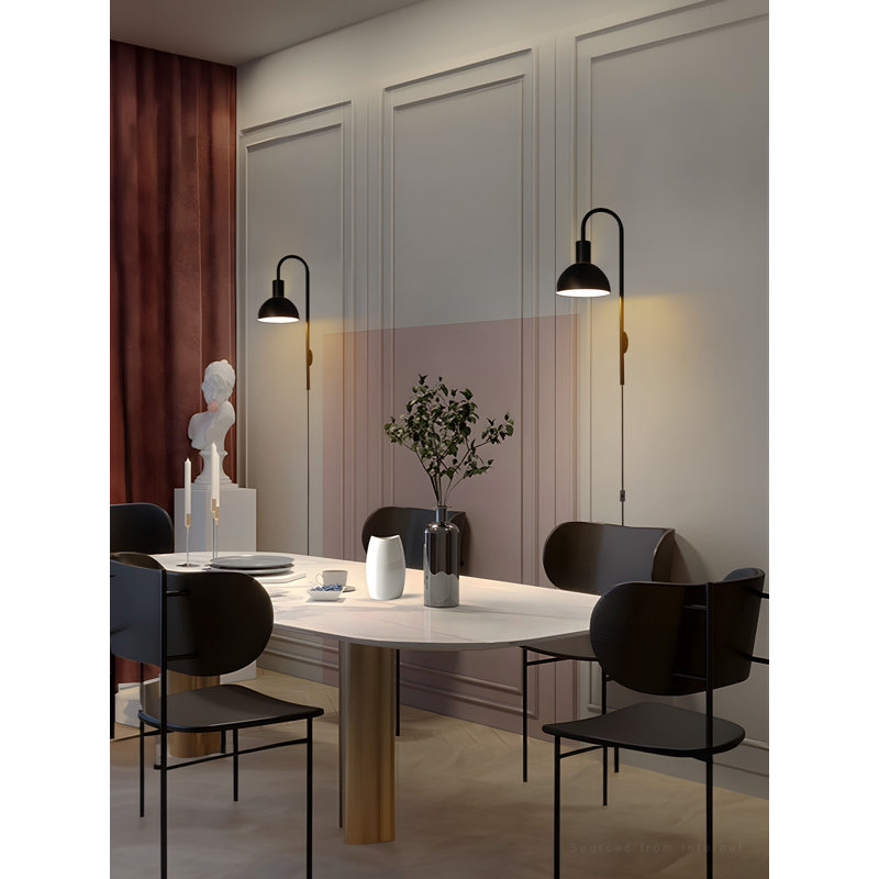 Applique murale à brancher, lampe murale d'intérieur en métal, base E26, DEL maximale de 20 W, ampoule non incluse, noir