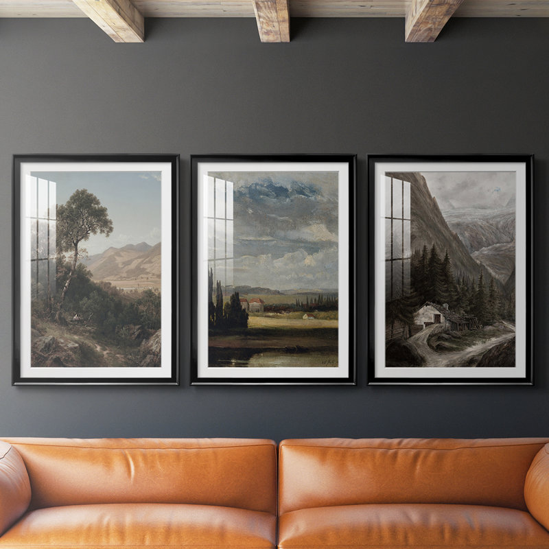 Paysage rétro Cxxxvi - impression encadrée sur mesure de qualité supérieure - 3 pièces
