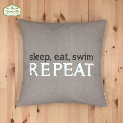 Sleep, Eat, Swim Repeat Cotton Throw Pillow