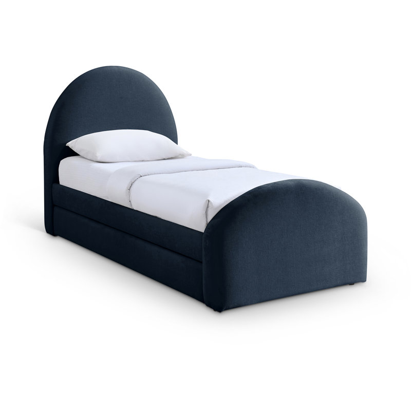 Lit gigogne en tissu Chiu Chenille, Tissu chenille bleu marine