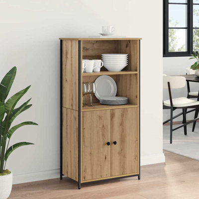  Highboard Black Oak 62 X 36 X 121.5 Cm Engineered Wood