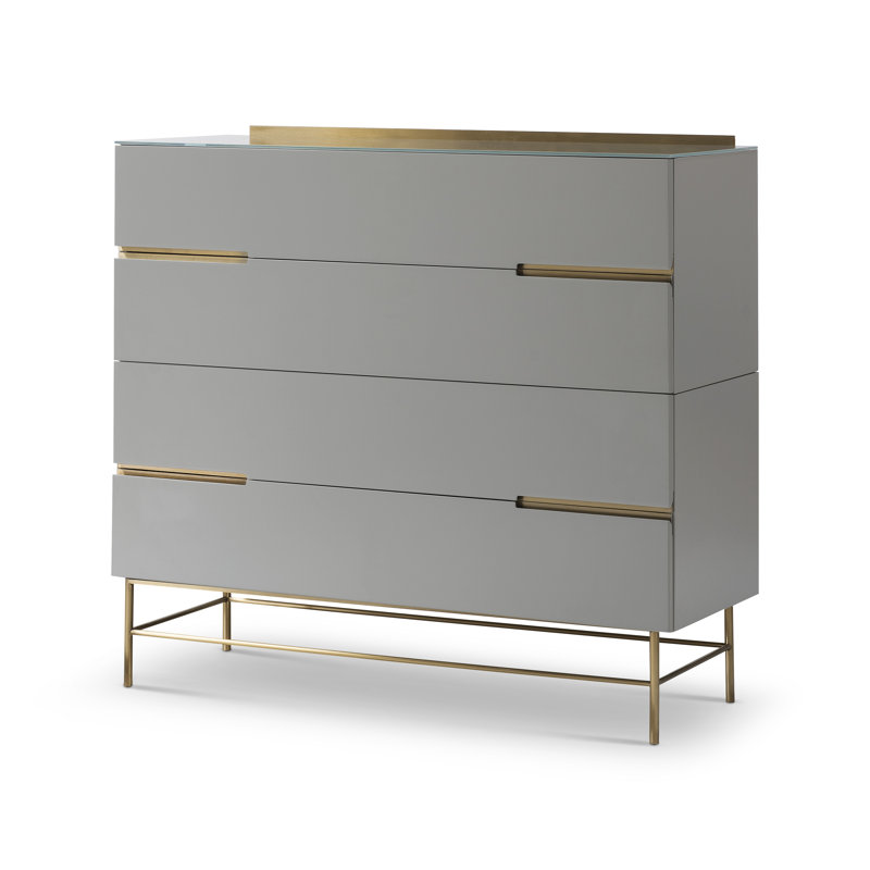 Nicholls 110cm W 4 - Drawer Chest of Drawers, Grey/Gold