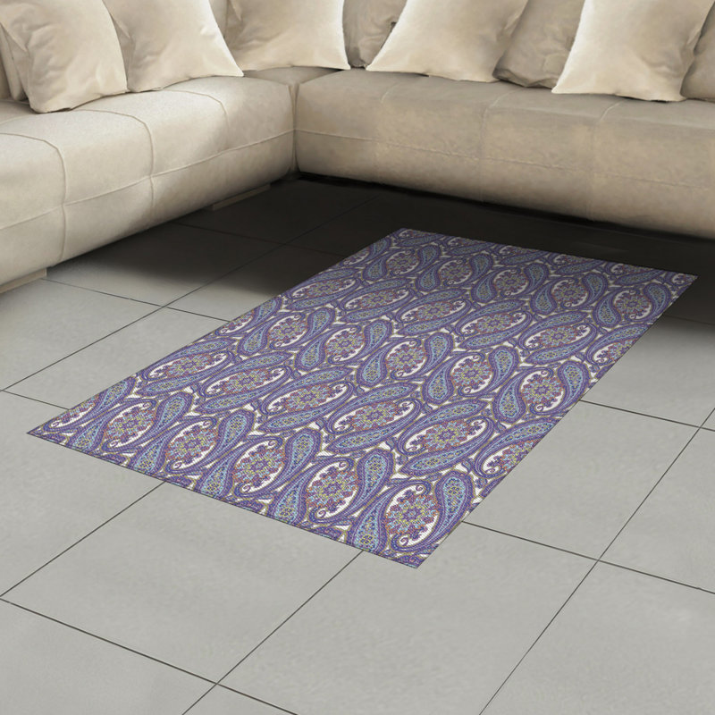 Paisley High Density Long Fiber Poly Threads Decorative Area Rug Carpet, Rectangle 4' x 5'8"