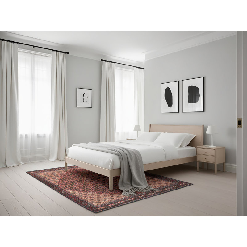 Tapis traditionnel rouge / beige / brun, Rectangle 5 pi x 7 pi