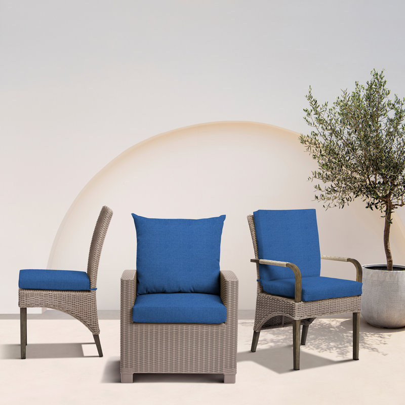 Cobalt Blue Polyester Outdoor Deep Seat Cushion Set