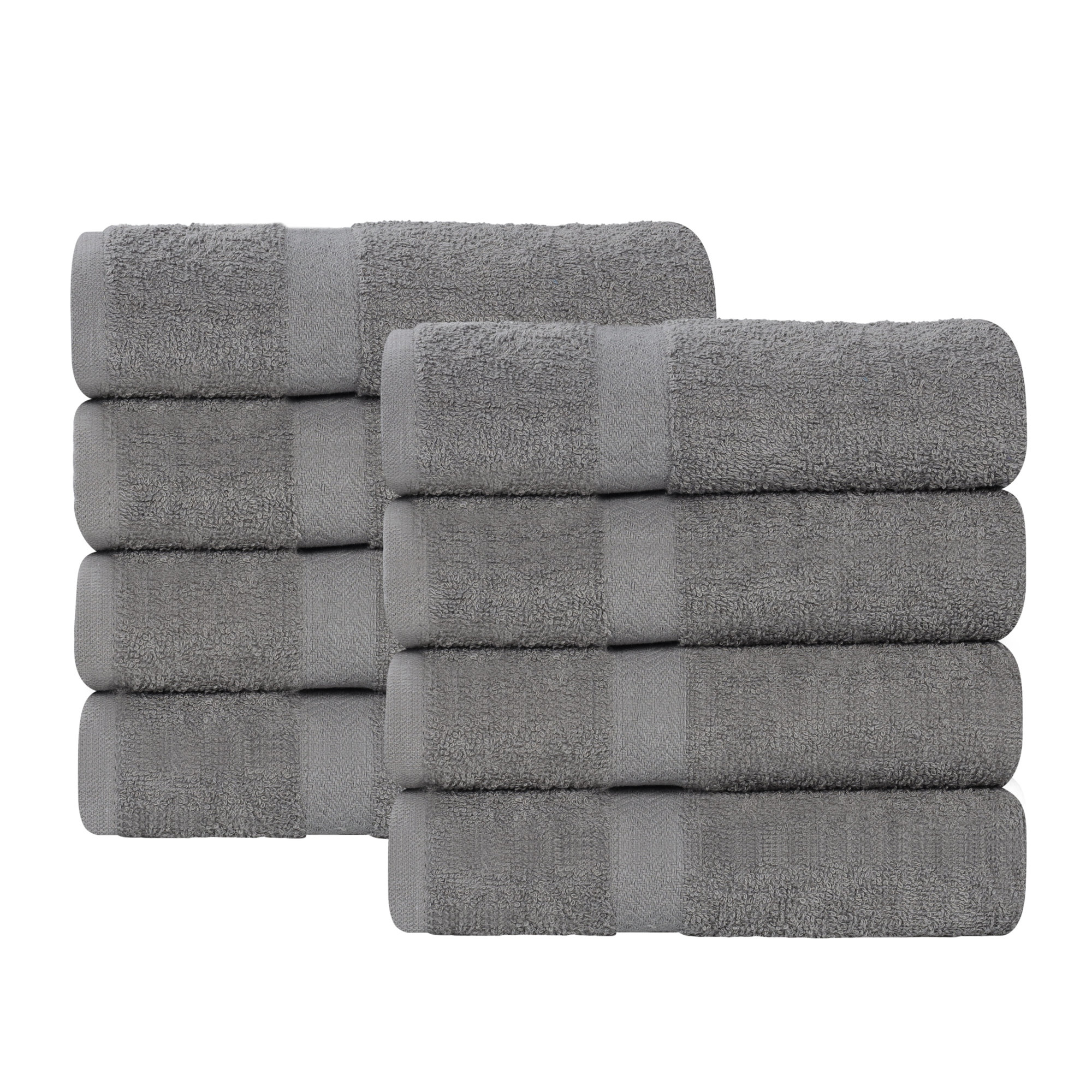 Glenlee 8 Piece Eco-Friendly 100% Cotton Hand Towel Set, Charcoal