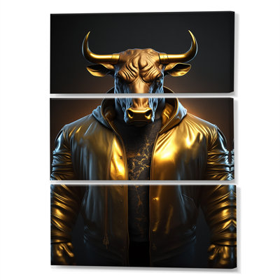 " Trading Bull With Golden Jacket I " 3 - Pieces