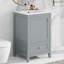 Meuble-lavabo de 20 po avec lavabo, armoire de salle de bain avec porte à fermeture douce, support de rangement et tiroir, gris (ancien SKU: N725P185452E)