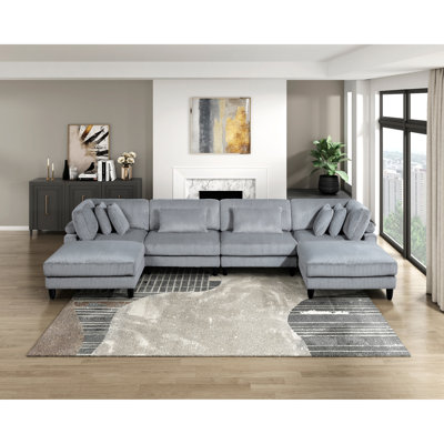 Ensemble de canapé modulaire 6 pièces 6 pièces 2X Fauteuils sans accoudoirs 2X Sièges d'angle 2X Repose-pieds Coussins Mobilier de salon
