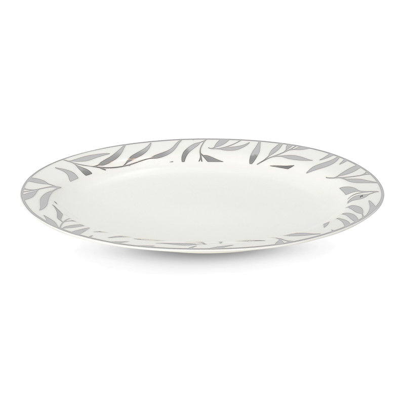 Canora Grey Anaria Bone China Platter, White/Silver