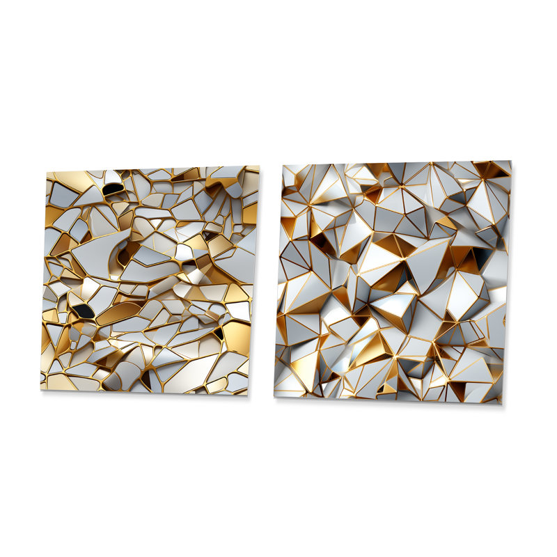 Kerfoot - Formes abstraites, reproduction d'art en métal, ensemble de 2 carrés, H 16 po x l 32 po