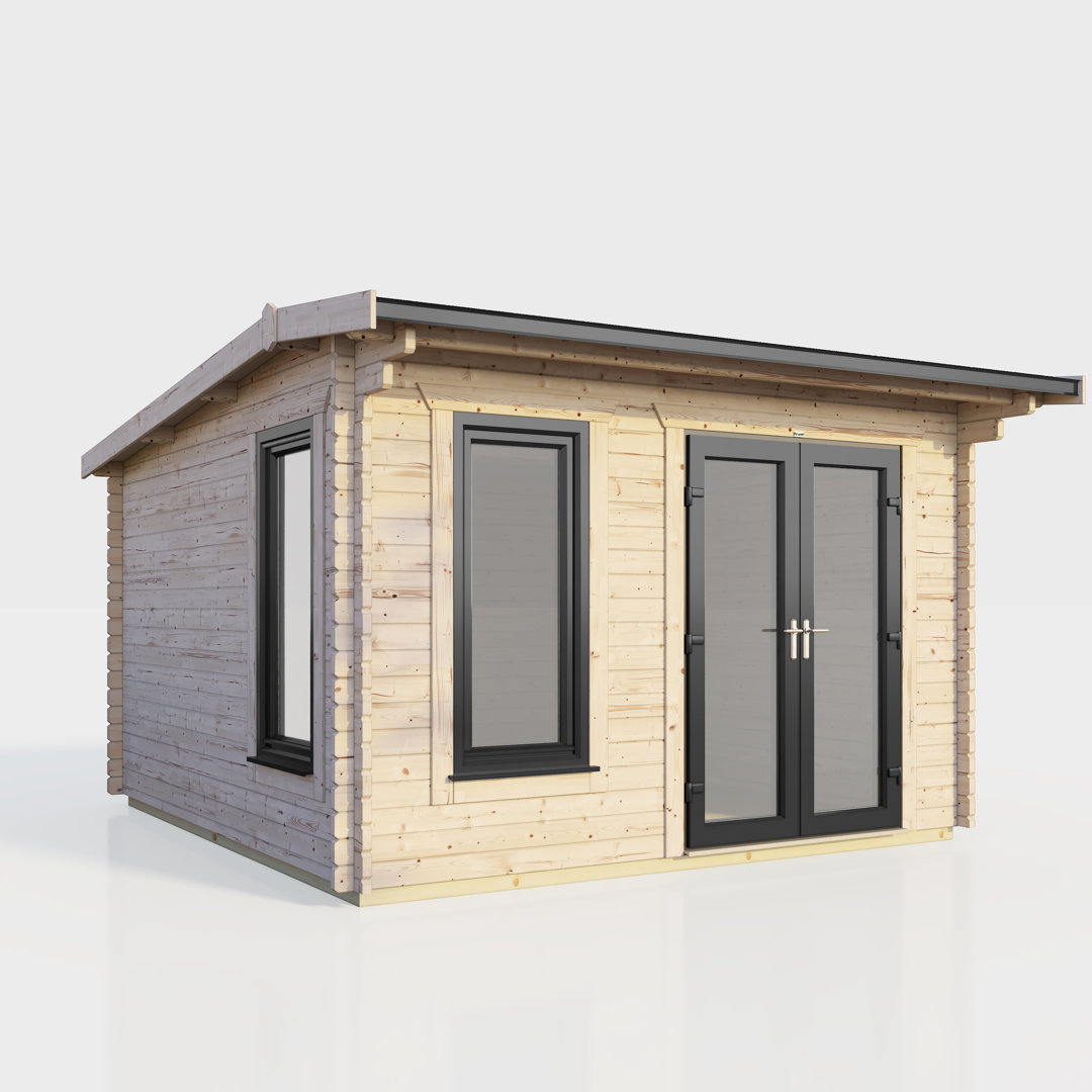 Powersheds 12 x 10ft Apex Log Cabin, Doors to the Right - 44mm