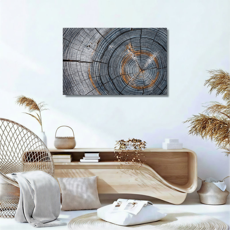 Art mural sur toile gris et orange, H 32 po x l 48 po