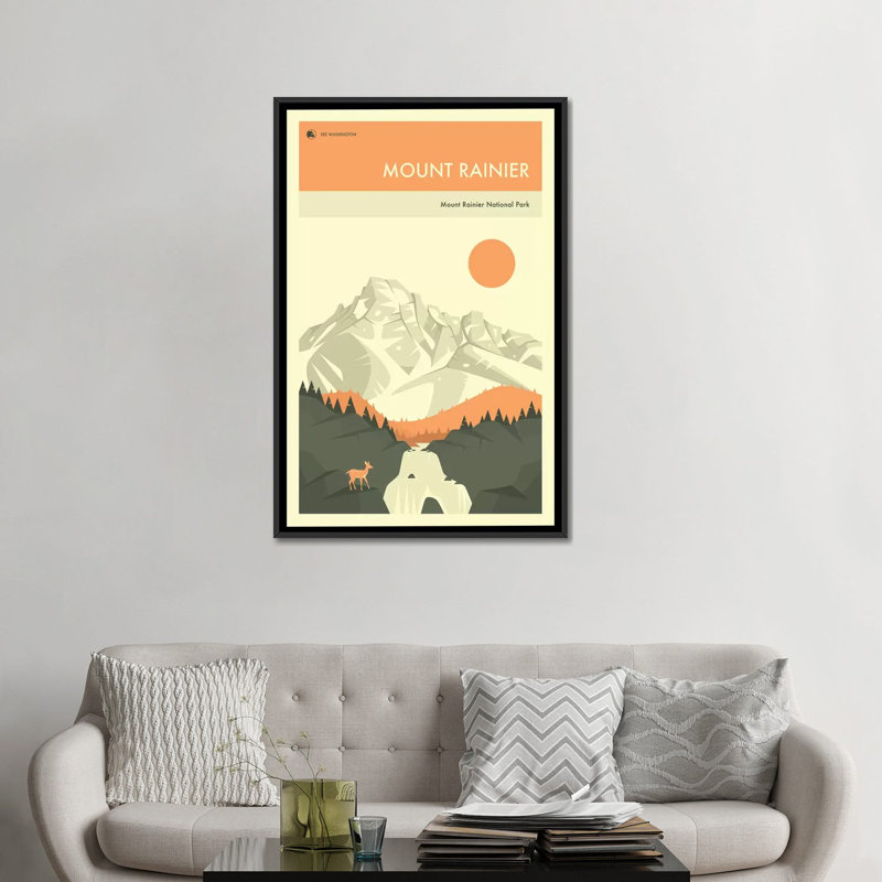 «Mount Rainier», impression sur toile, H 26 po x l 18 po x P 1,5 po, Toile avec cadre noir, Pas de tapis