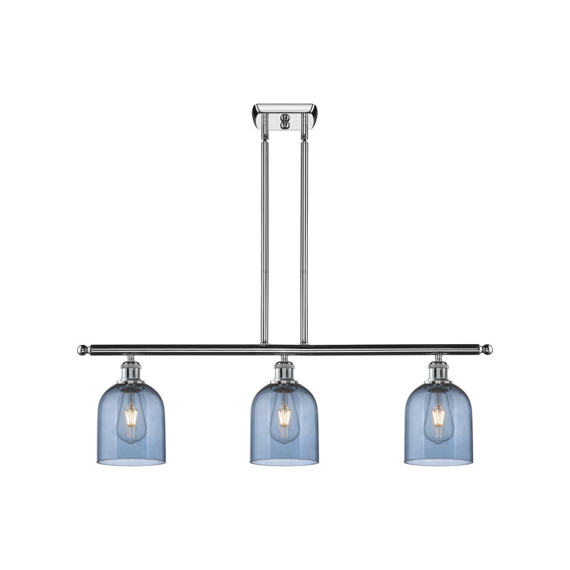 Odaniel 3 - Light Kitchen Island Pendant, Princess Blue, Polished Chrome
