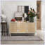 Buffet moderne avec 3 portes en rotin et tablettes réglables-105892013