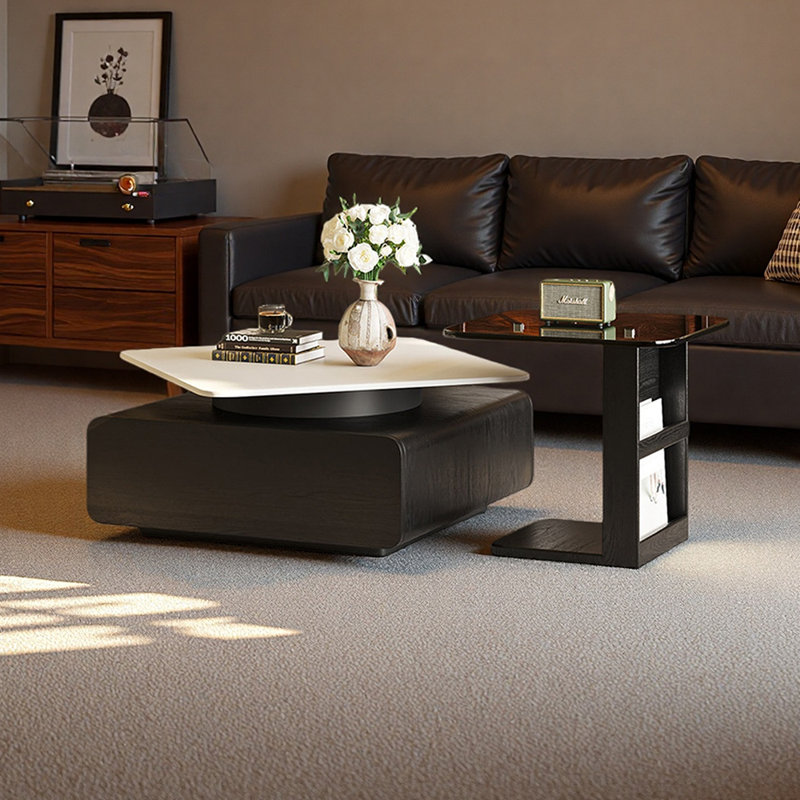 Table basse avec rangement rotatif Modern, Noir