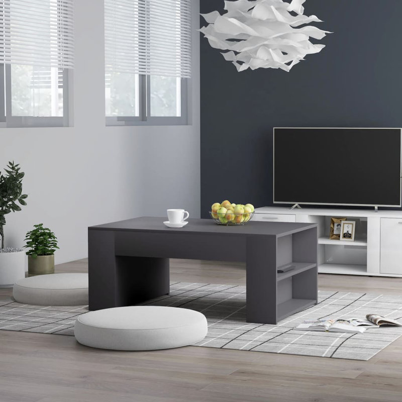 Table basse simple avec rangement Aldren, Gris