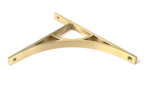 Tyne Shelf Bracket, 26cm H x 7.9cm W x 2cm D, Satin Brass